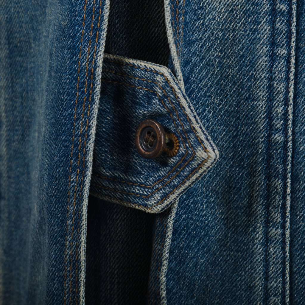 Junya Watanabe Comme des Garçons Junya Watanabe Comme des Garçons Blue Stone Washed Denim Trench Coat - '00s MultiColor Denim Good - Model View