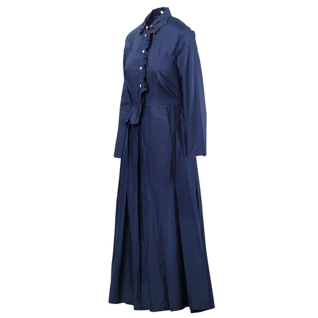 Unsigned Vivetta Navy Blue Long-Sleeve Dress - '10s Navy Good - Back View
