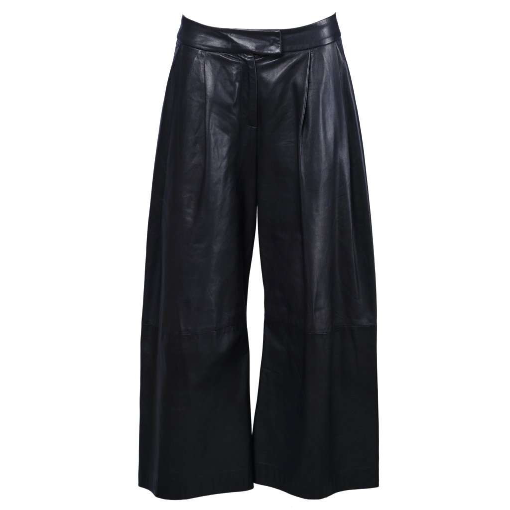 Unsigned Leather Black Pants - '10s Black Leather Good - Front View