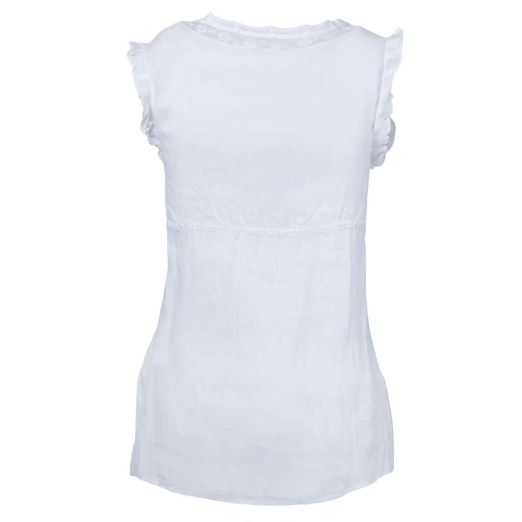 Dolce & Gabbana Floral Lace Top with Ruffled Cap Sleeves - '10s White Lace Good - Inside View