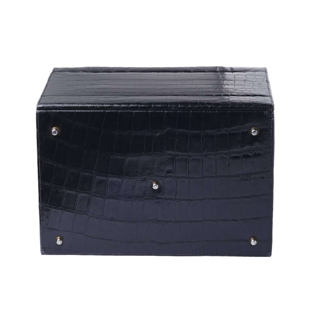 Unsigned Jardin des Sacs Crocodile Leather Beauty Case - '60s Black Leather Good - Box View