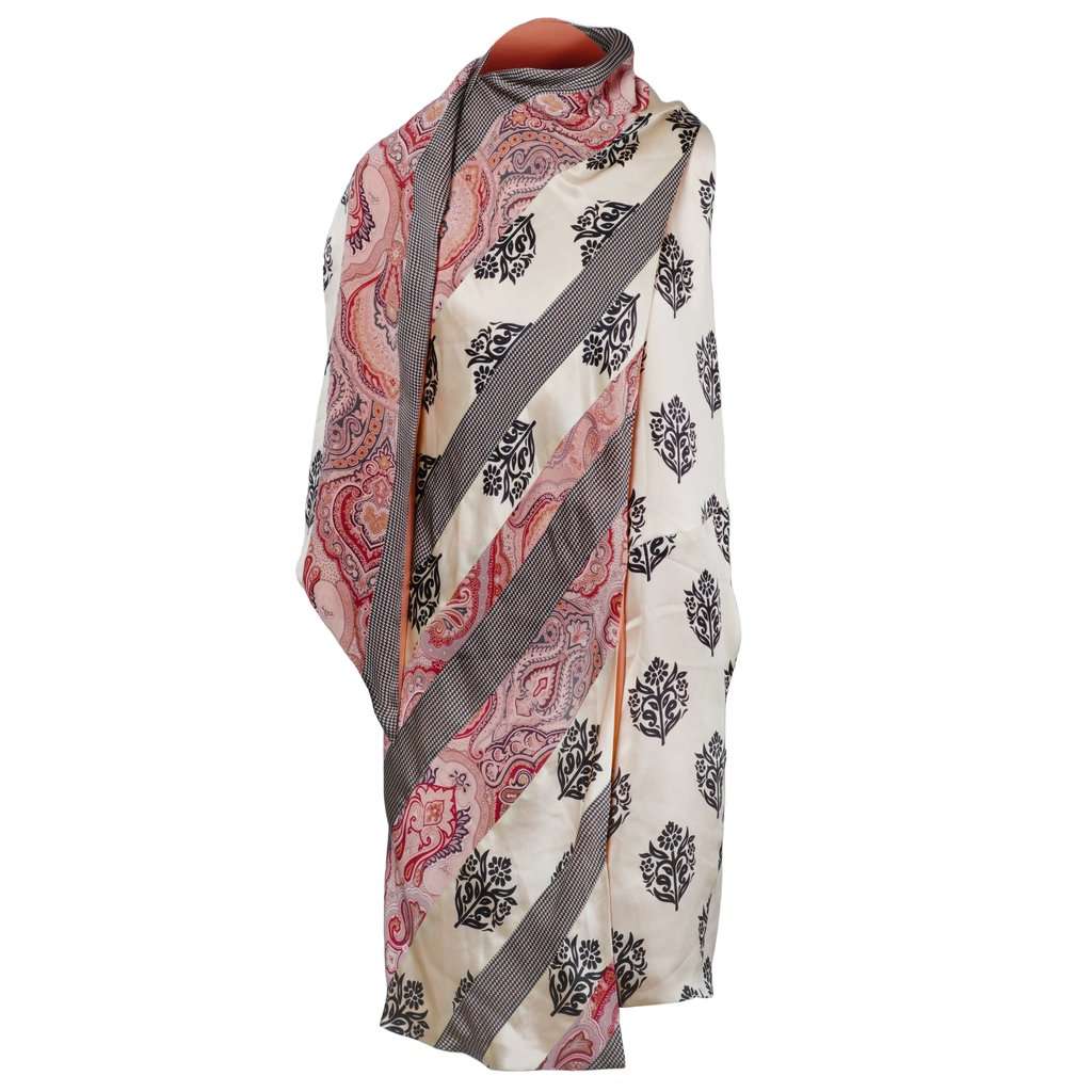 Céline Multicolor Silk Print Dress - '10s White Silk Good - Front View