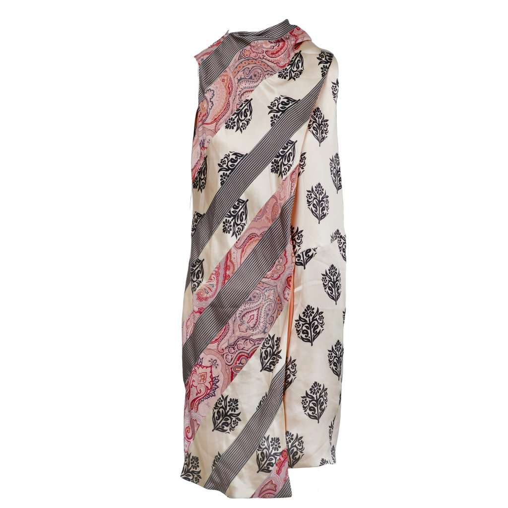 Céline Multicolor Silk Print Dress - '10s White Silk Good - Inside View