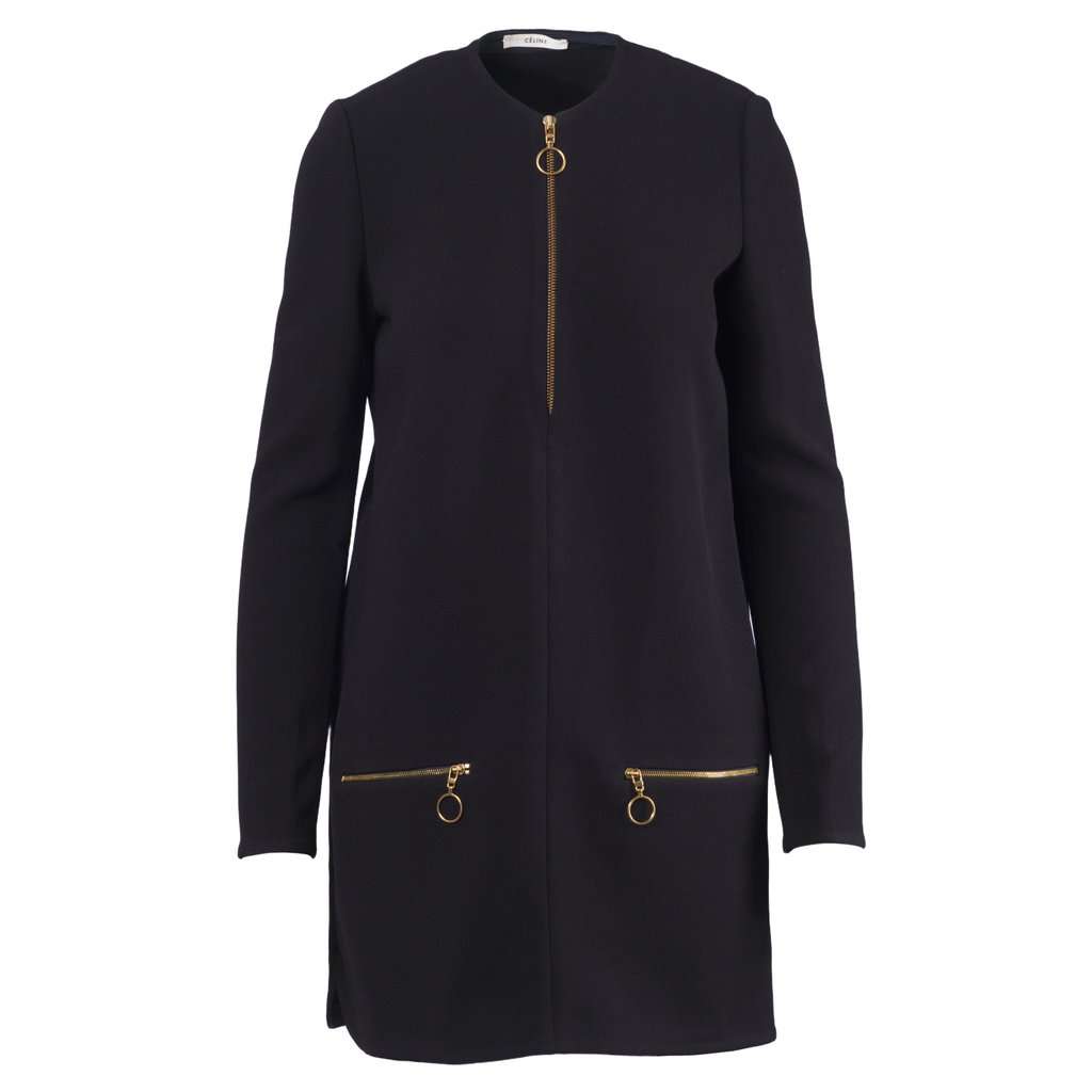 Céline Phoebe Philo Crêpe Zip Shift Dress- '10s White Good - Front View