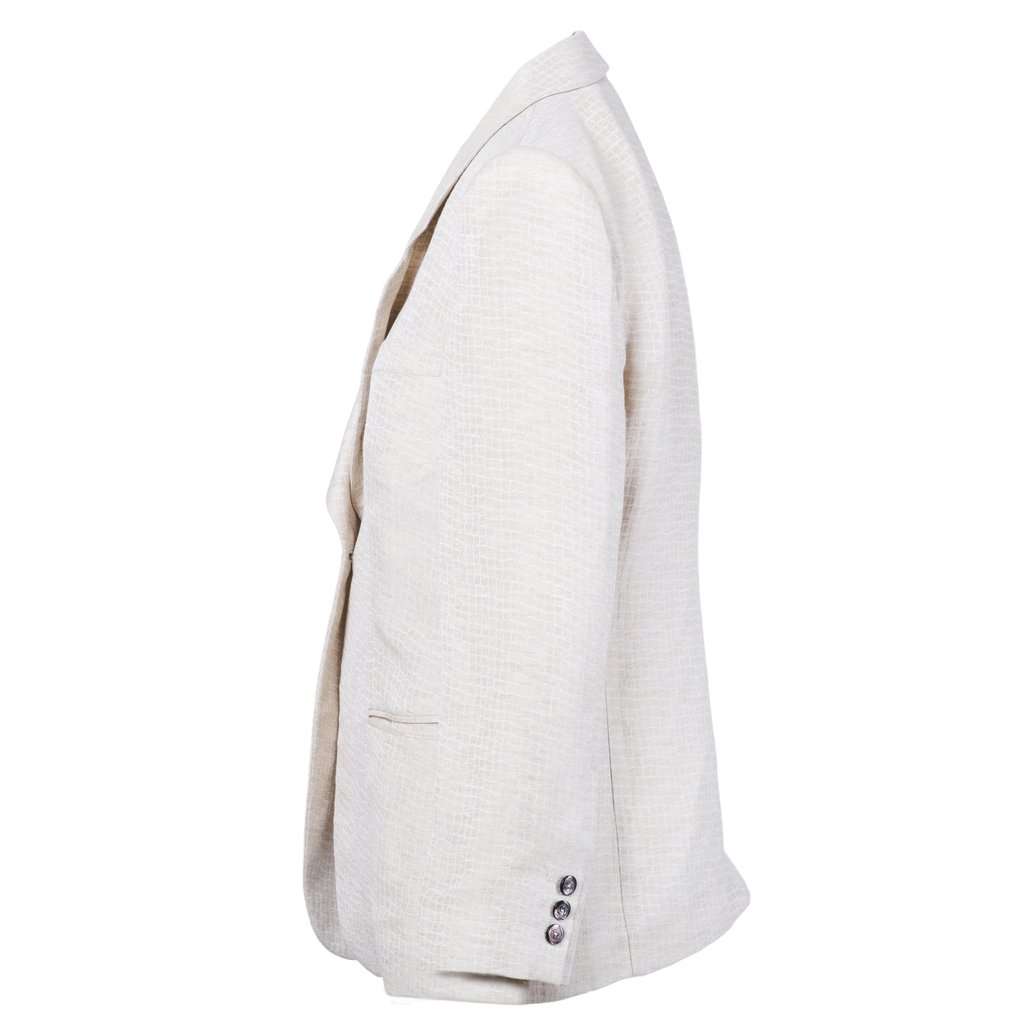 Giorgio Armani Beige Textured Blazer - '00s Beige Good - Back View
