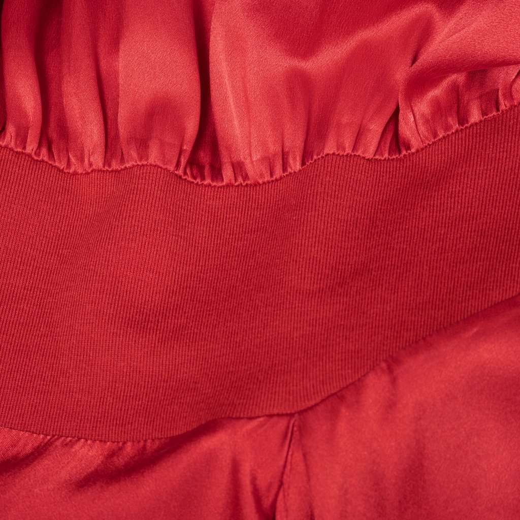 Yves Saint Laurent Ruched Evening Silk Dress -'00s Red Silk Good - Model View