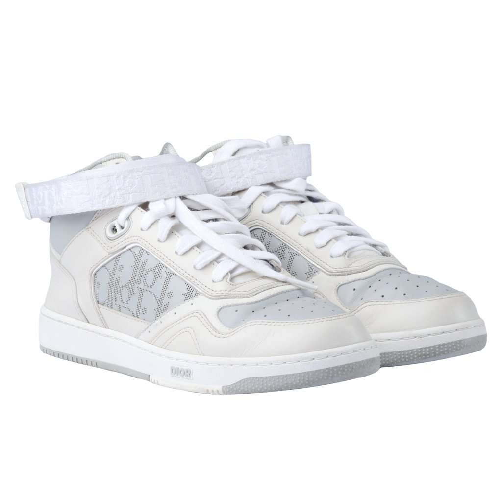 Dior Leather B27 High Top Sneakers - '20s White Leather Good - Back View