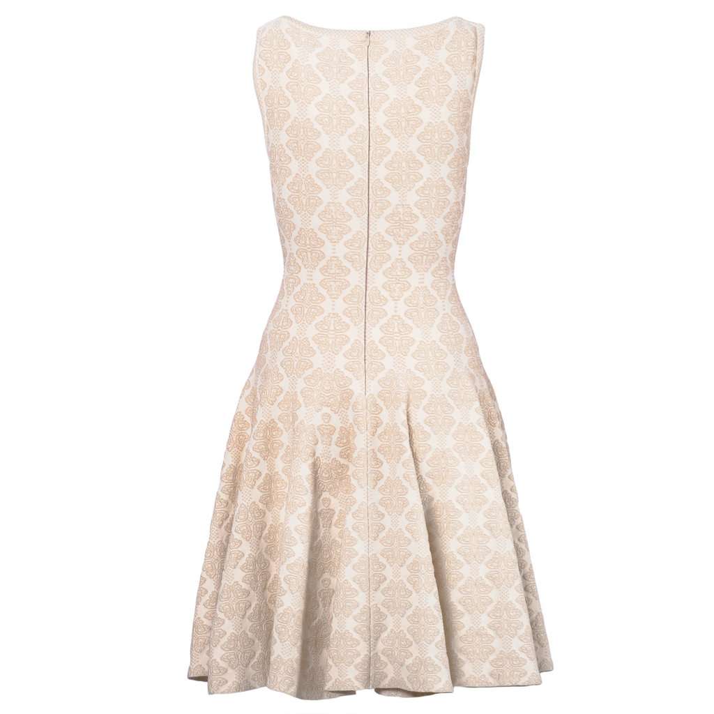 Alaïa Beige Wool Blend Stretch Knit Skater Dress - '00s Beige Wool Good - Inside View