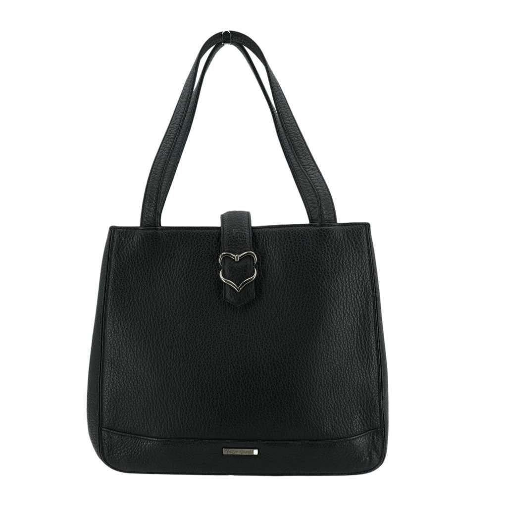 Yves Saint Laurent Tote Bag Vintage Heart Tote Black Leather Good - Front View