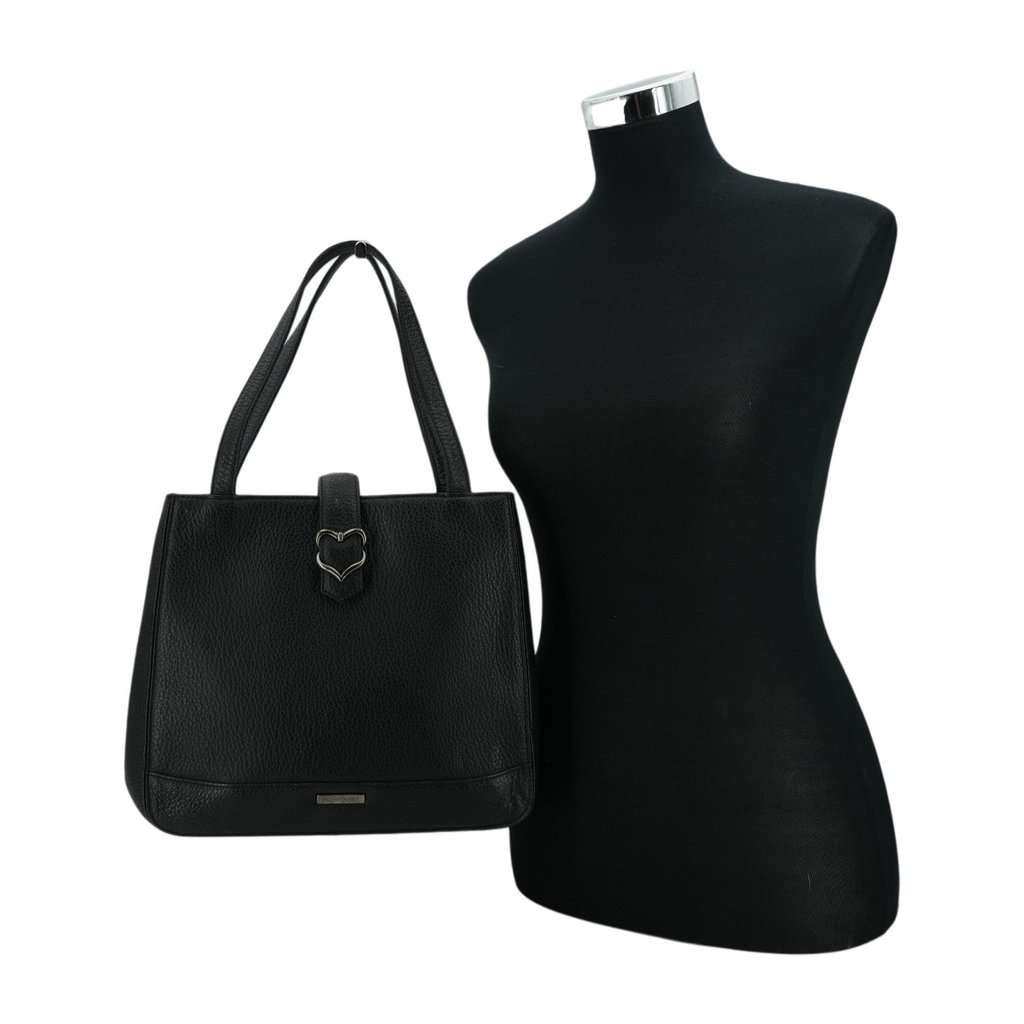 Yves Saint Laurent Tote Bag Vintage Heart Tote Black Leather Good - Back View
