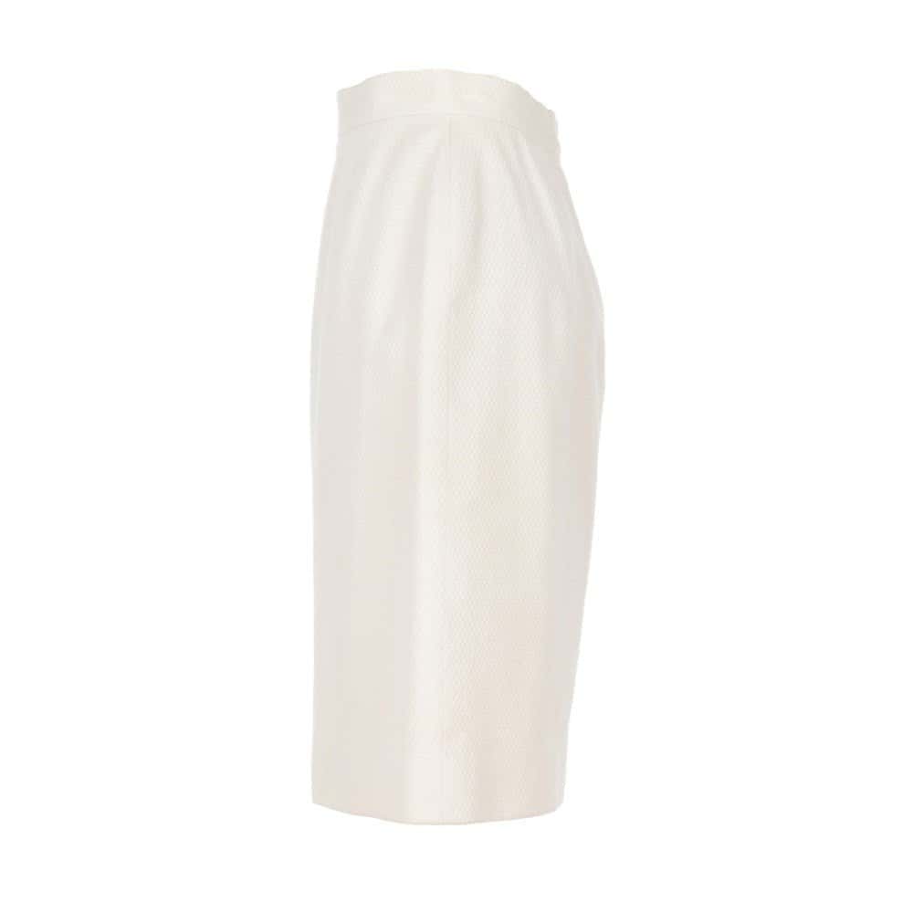 Chanel White Cotton Brocade Skirt - '90s White Cotton Good - Inside View