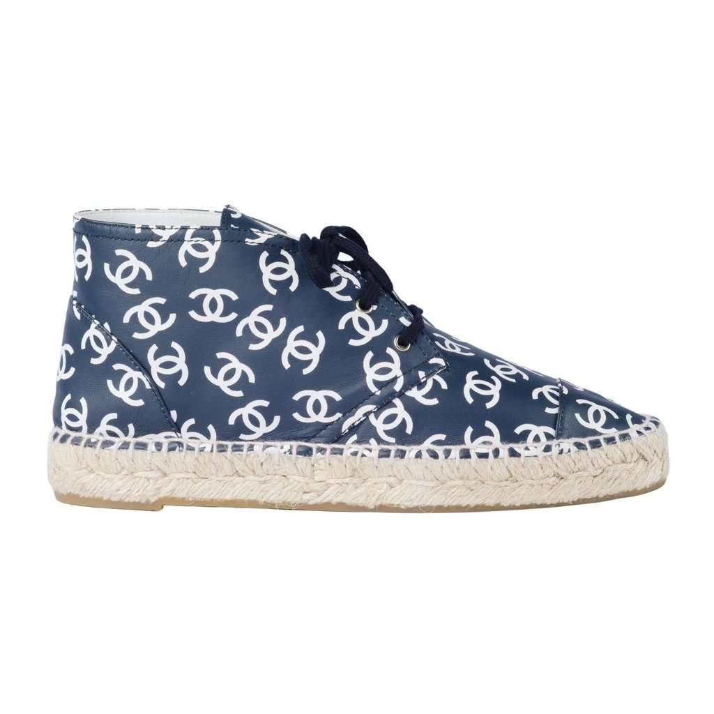 Chanel High Top CC Logo Espadrilles - '10s White Good - Front View