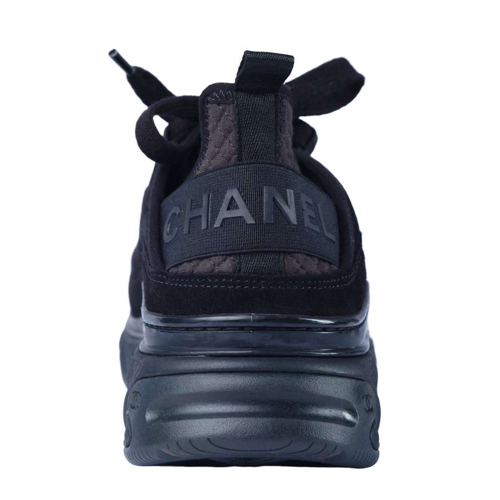Chanel Interlocking CC Logo Sneakers - '10s Black Suede Good - Model View