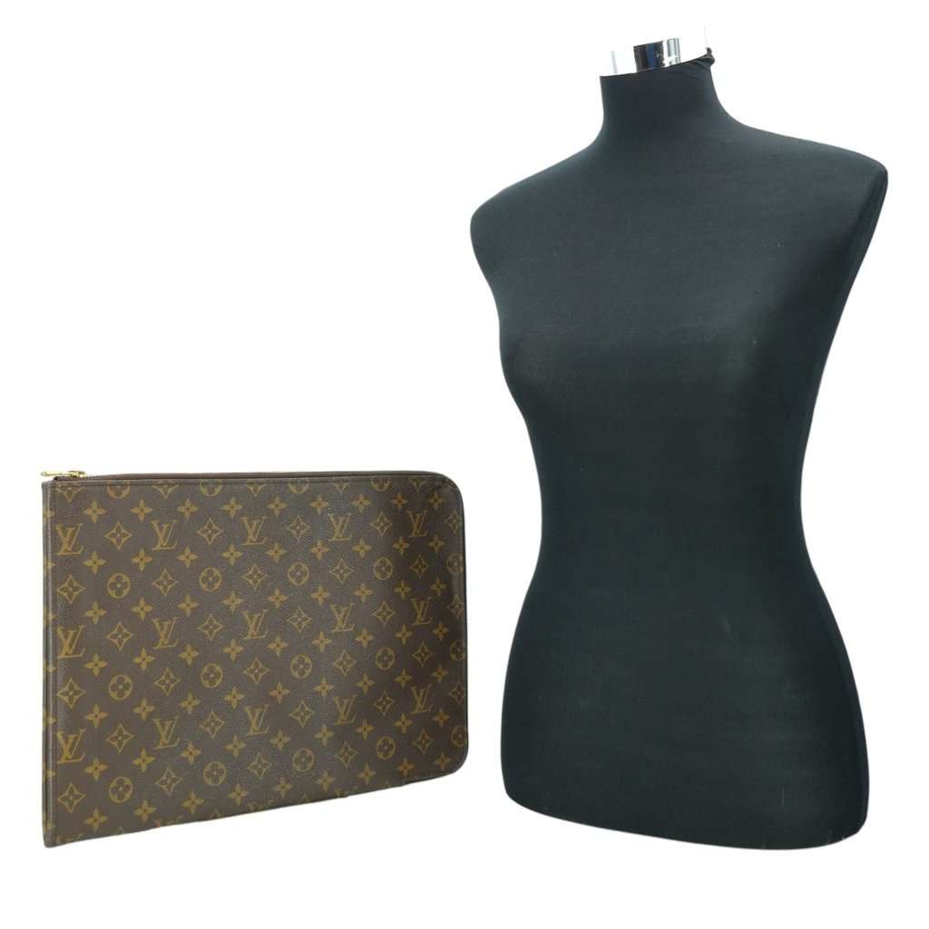 Louis Vuitton Briefcase Vintage Poche Documents Brown Canvas Good - Back View