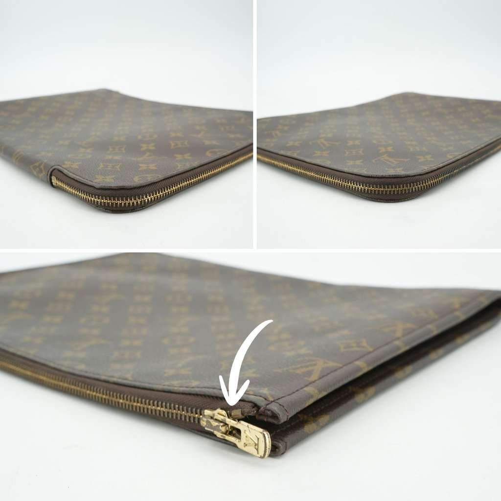 Louis Vuitton Briefcase Vintage Poche Documents Brown Canvas Good - Model View