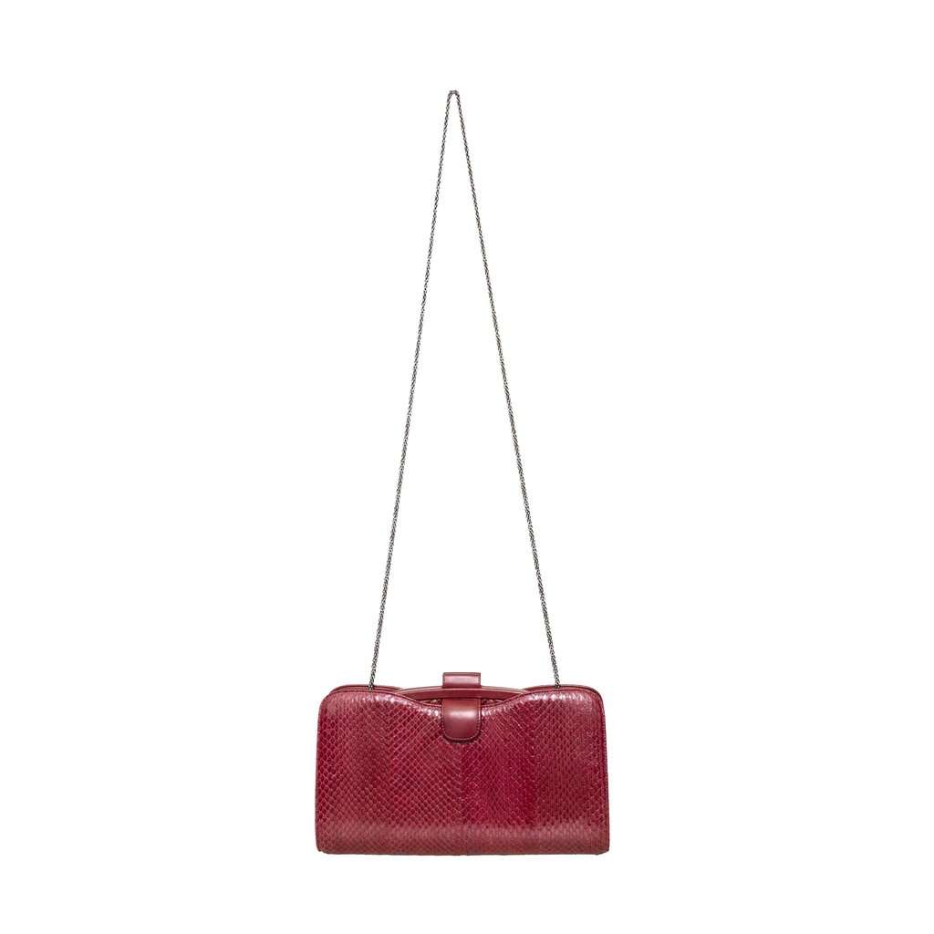 Chanel Leather Lambskin Python Handbag - '10s Burgundy Leather Good - Box View