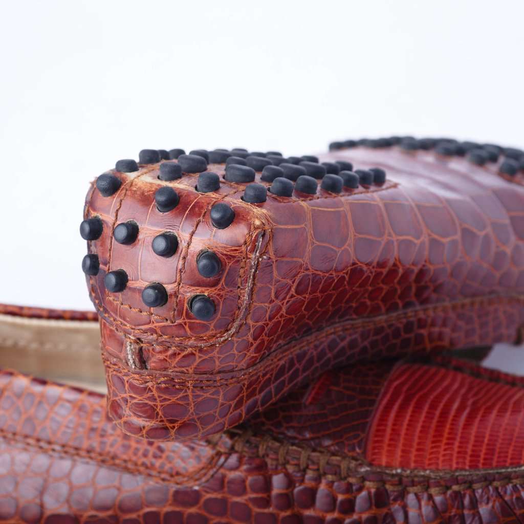 Tod's Cognac Exotic Leather Gommino Driving Loafers - '10s Red Leather Good - Box View