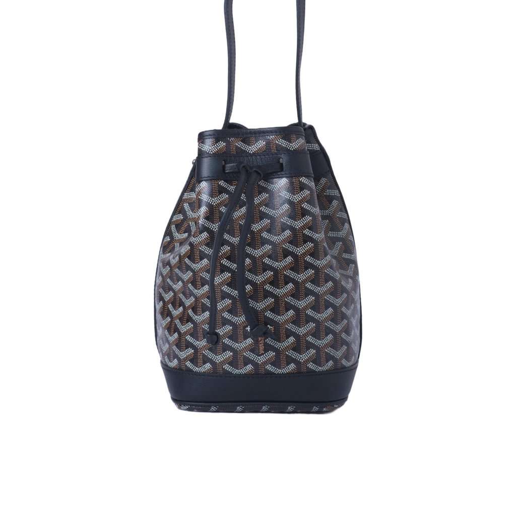 Goyard Goyardine Petit Flot Bucket Bag PM - '10s Black Canvas Good - Front View