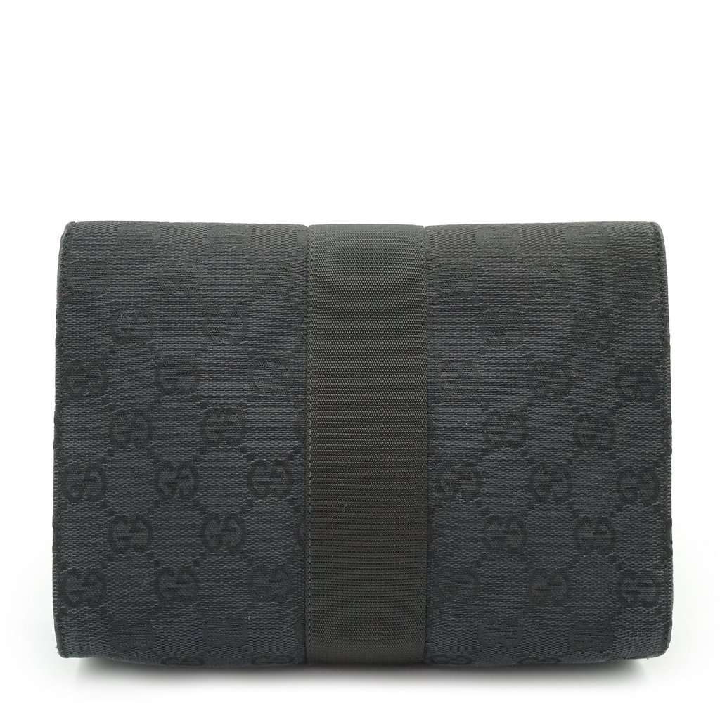 Gucci Clutch Bag Monogram Black Canvas Good - Back View