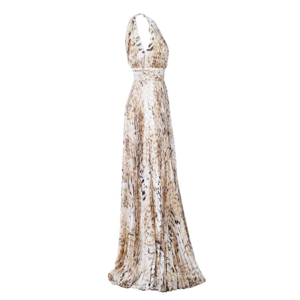 Roberto Cavalli Printed Silk Maxi Dress - '10s Beige Silk Good - Back View