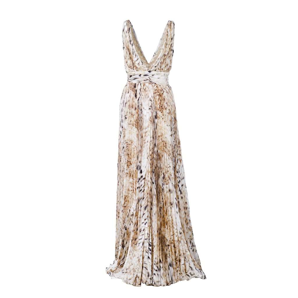 Roberto Cavalli Printed Silk Maxi Dress - '10s Beige Silk Good - Inside View