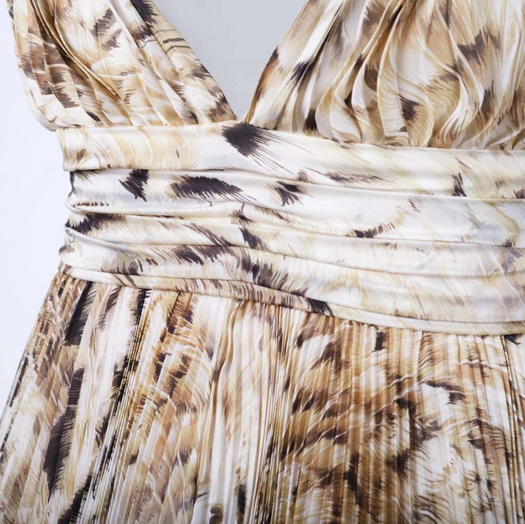 Roberto Cavalli Printed Silk Maxi Dress - '10s Beige Silk Good - Model View