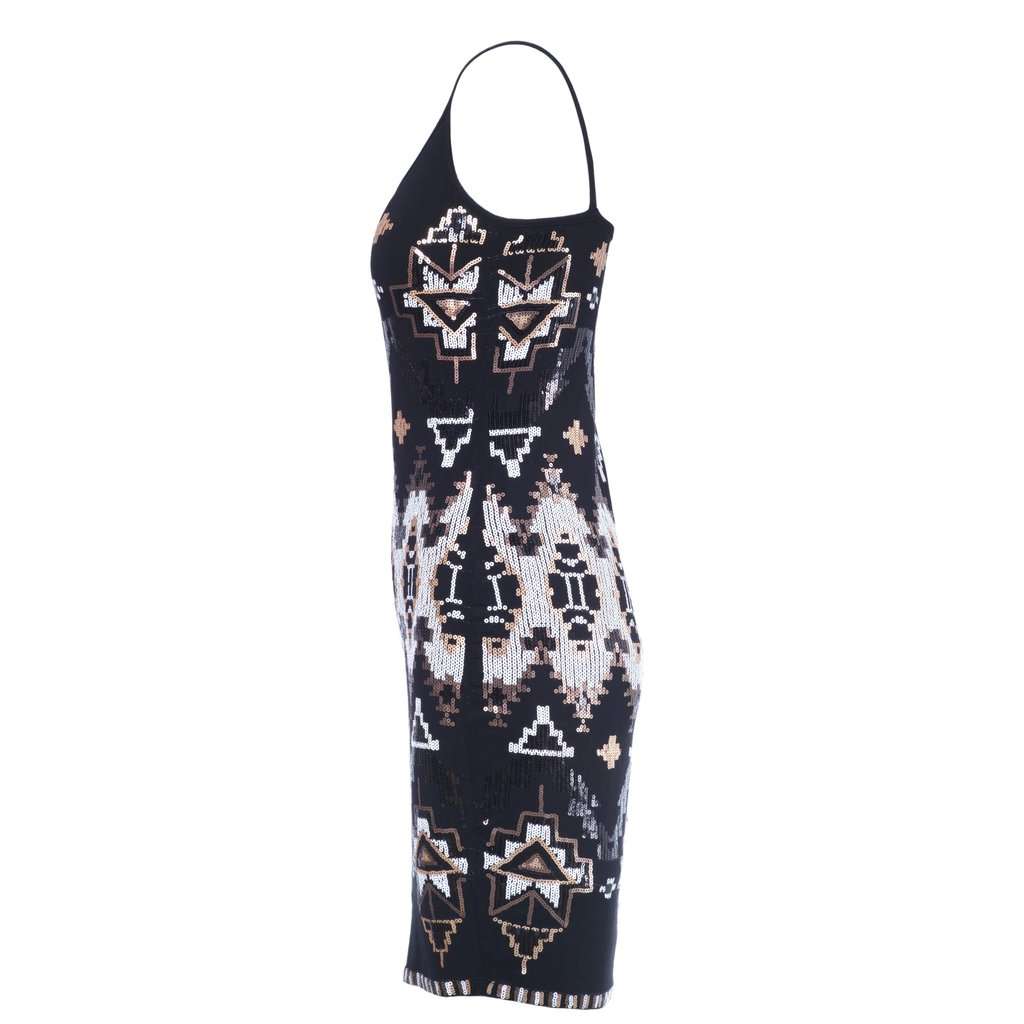 Unsigned Yigal Azrouël Embellished Geometric Bodycon Dress  - '10s Black Good - Back View