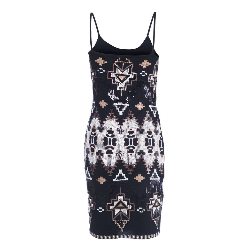 Unsigned Yigal Azrouël Embellished Geometric Bodycon Dress  - '10s Black Good - Inside View