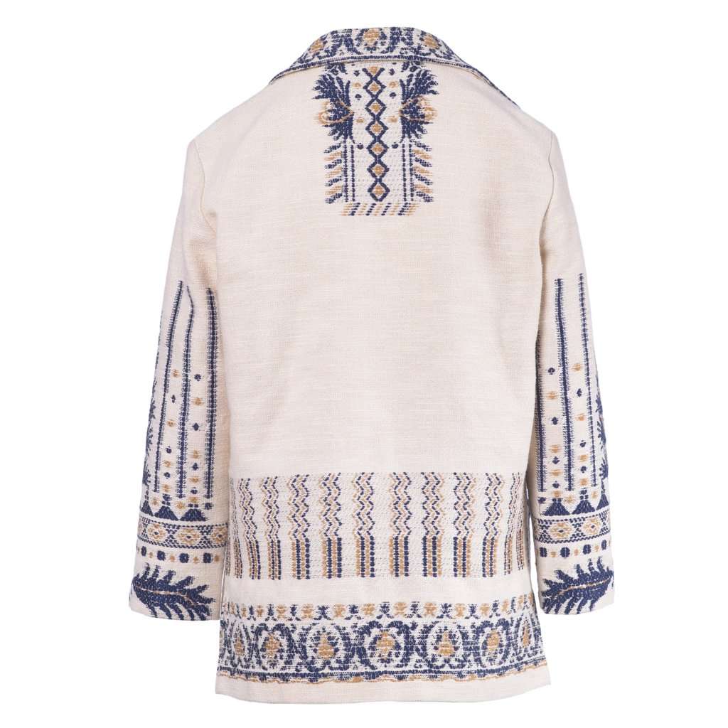 etro Beige & Navy Jacquard Ethnic Jacket - '20s Navy Canvas Good - Inside View