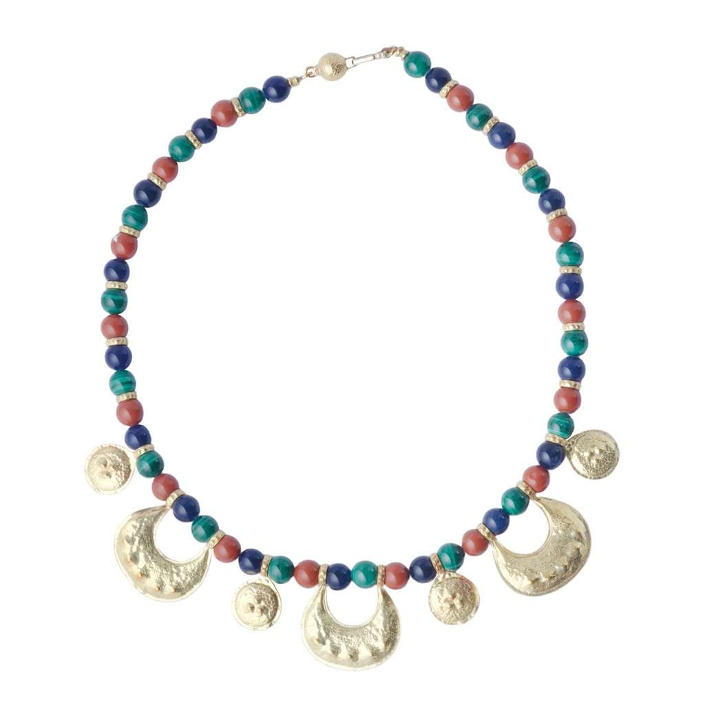 Missoni Statement Necklace in 18k Gold and Hardstones - '80s Gold Lace Good - Front View