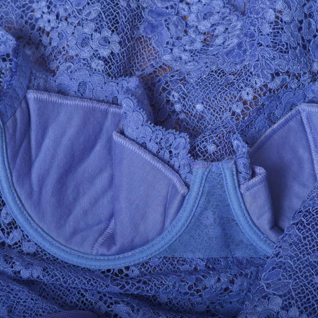La Perla Blue Lace Bustier Slip Dress - '00s Blue Lace Good - Box View