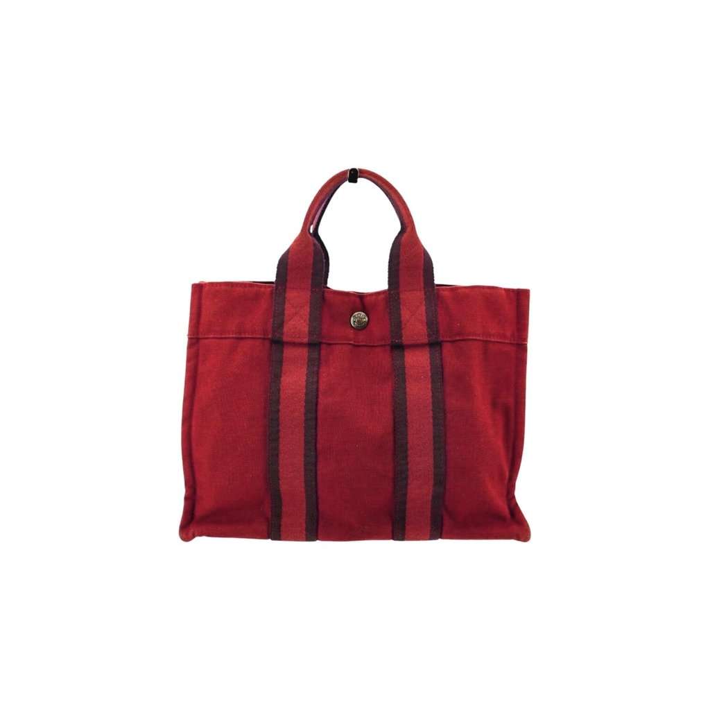 Hermes Tote Bag Vintage Fourre-Tout Red Cotton Good - Front View