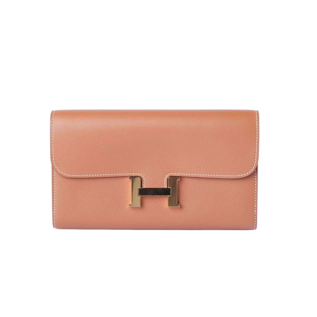 Hermès Constance To Go Wallet in Gold Epsom Leather with Gold Hardware - '20s MultiColor Leather Good - Front View