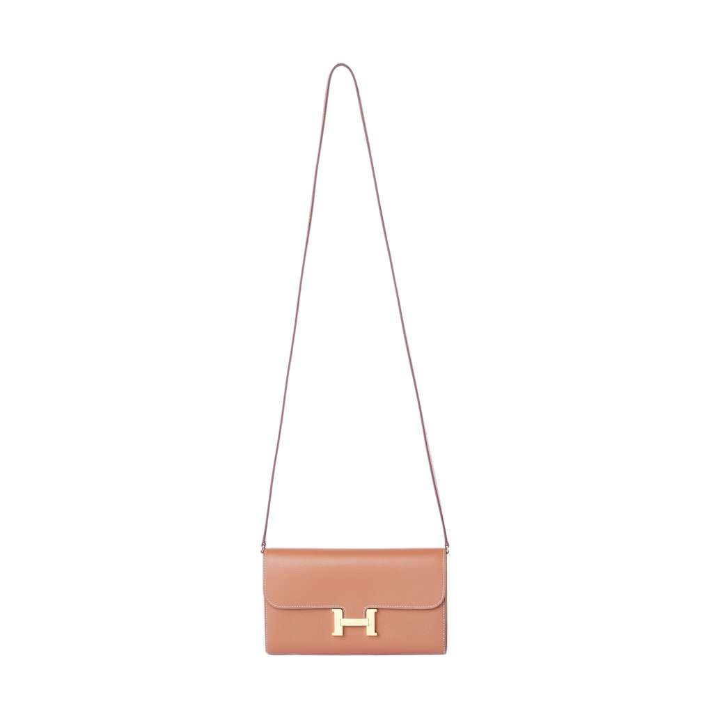 Hermès Constance To Go Wallet in Gold Epsom Leather with Gold Hardware - '20s MultiColor Leather Good - Back View