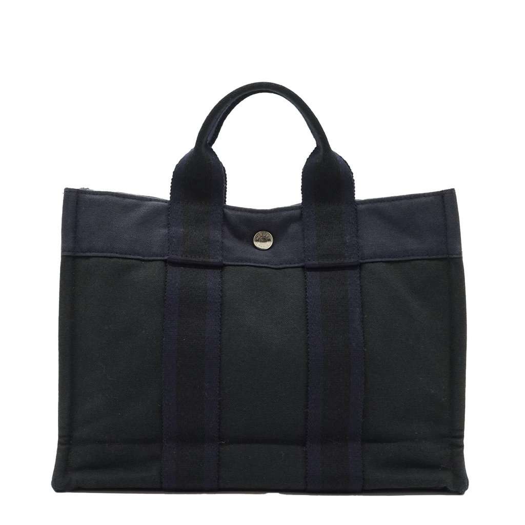 Hermes Handbag Vintage Fourre-Tout Navy Canvas Good - Back View