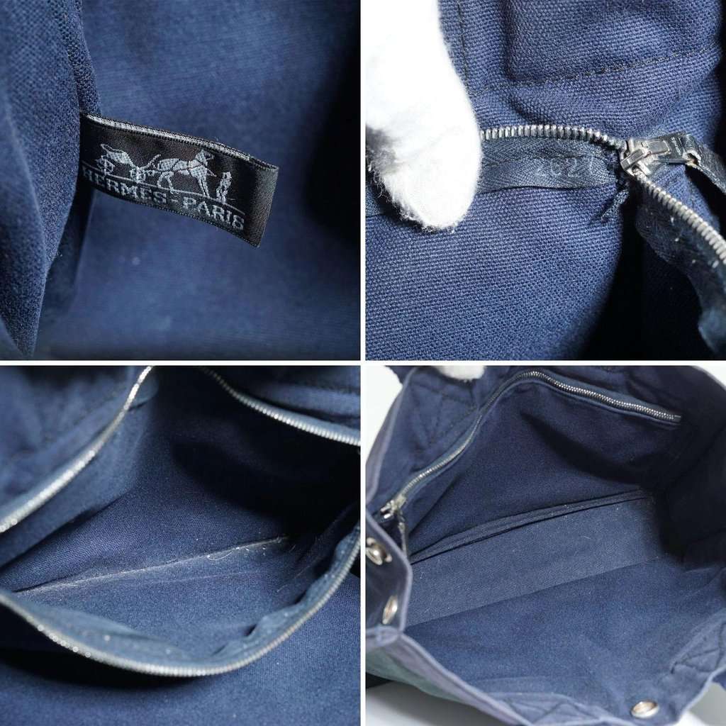 Hermes Handbag Vintage Fourre-Tout Navy Canvas Good - Box View