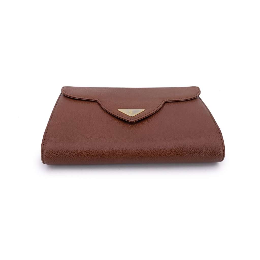 Yves Saint Laurent Clutch Bag Vintage YSL Brown Leather Good - Model View