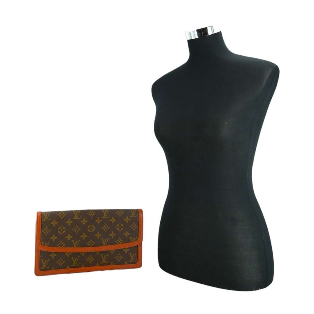 Louis Vuitton Clutch Bag Vintage Pochette Dame Brown Canvas Good - Back View