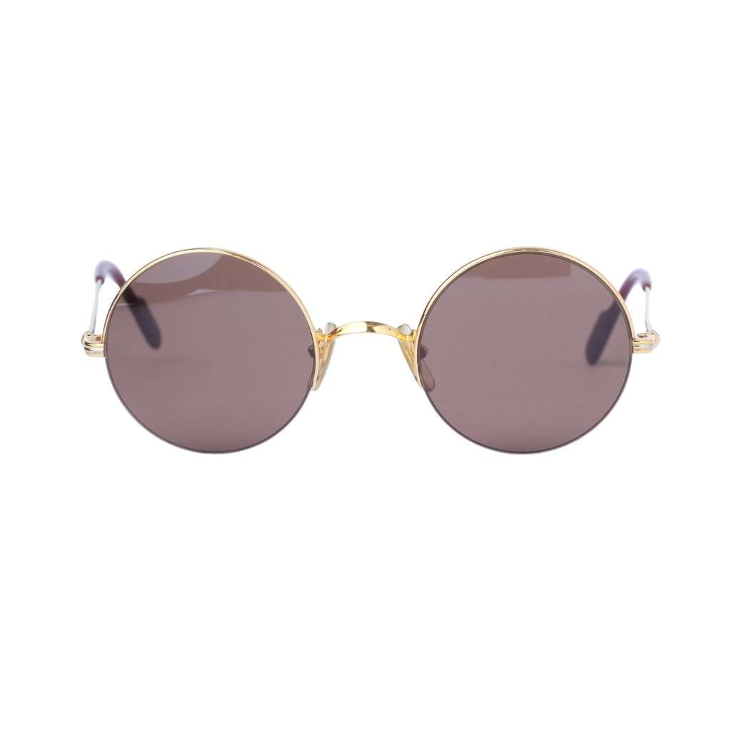 Cartier Vintage Mayfair Round Half Frame Gold Sunglasses - '90s Gold Good - Inside View