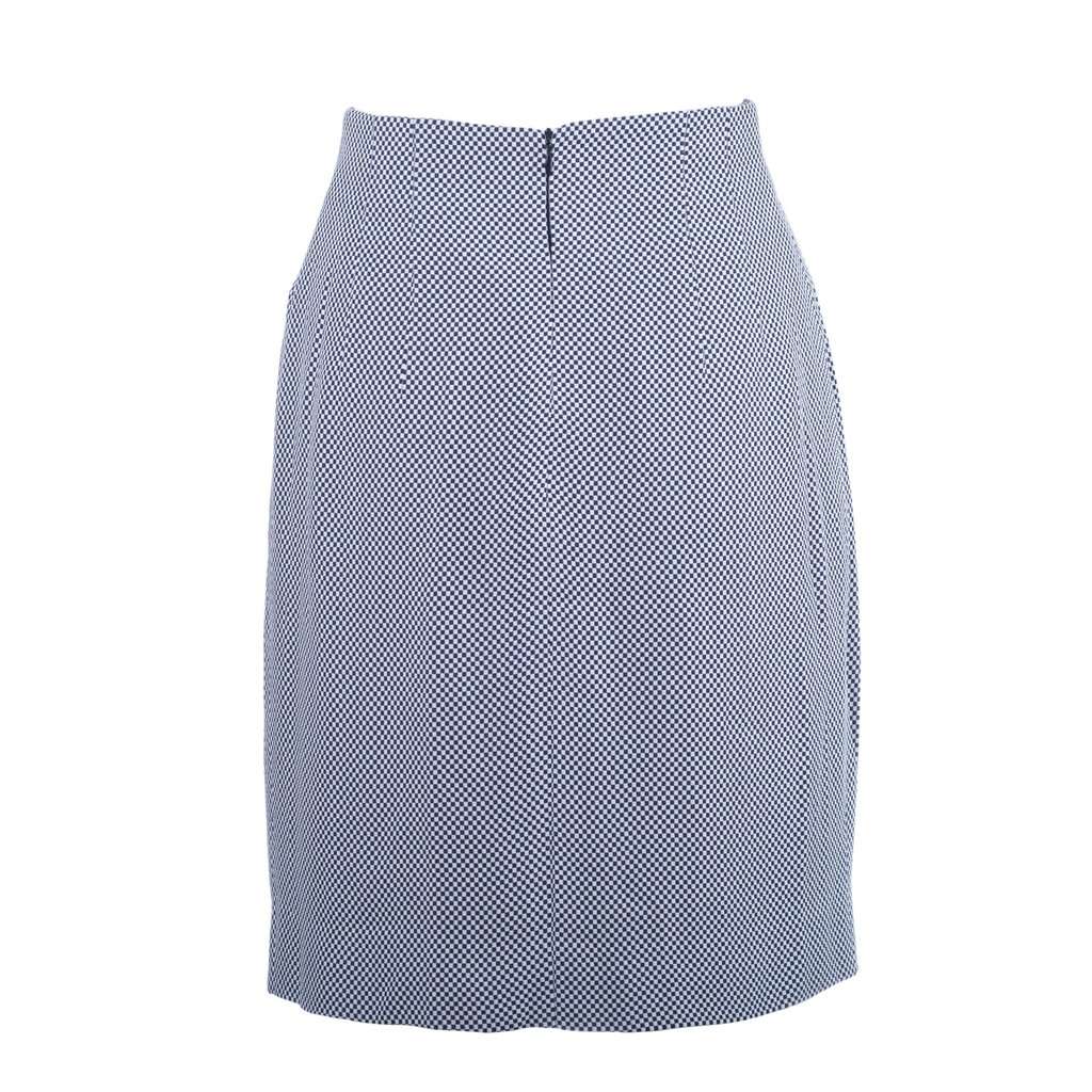 Gucci Vintage Navy & White Micro-Check High-Waist Midi Skirt - '90s Navy Good - Inside View