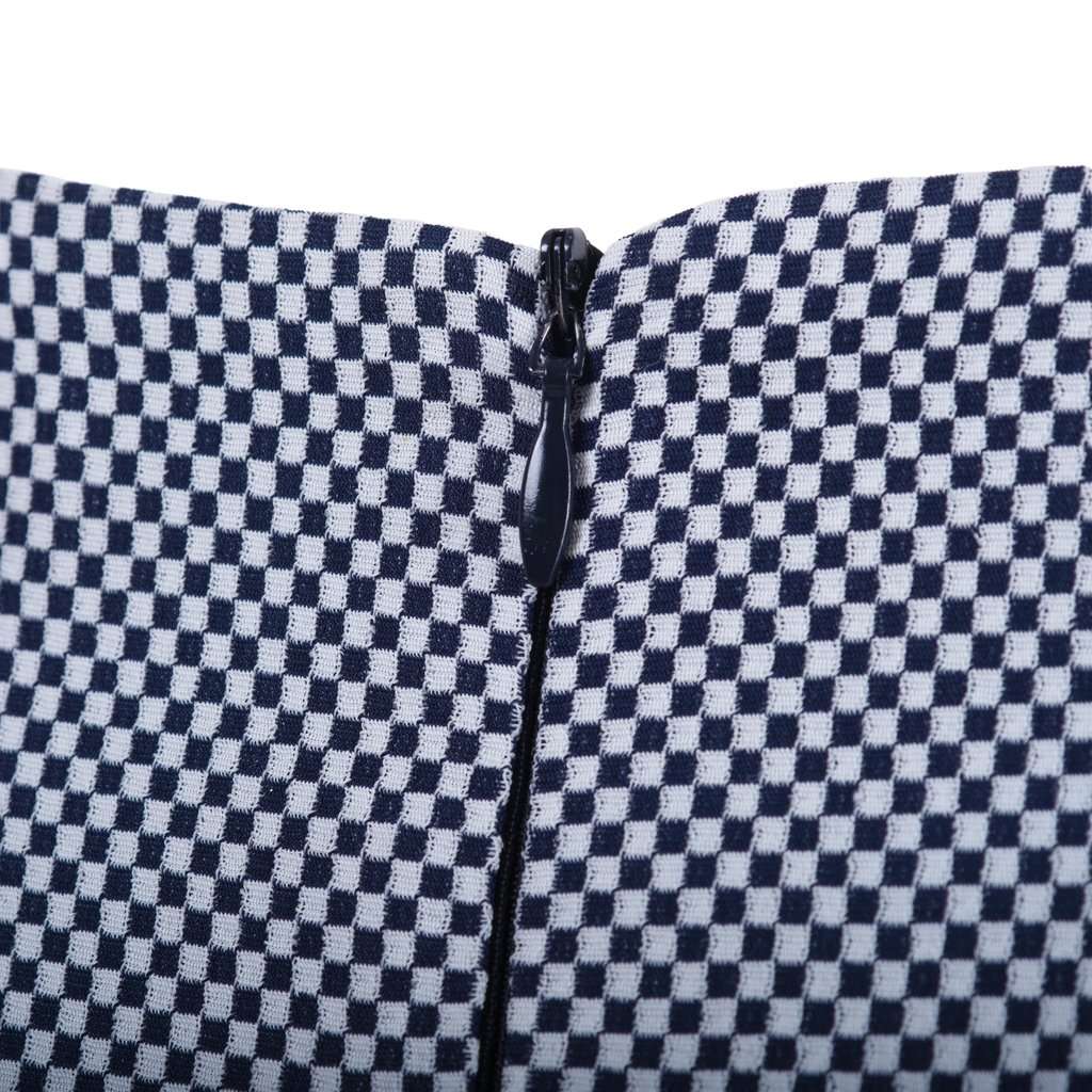 Gucci Vintage Navy & White Micro-Check High-Waist Midi Skirt - '90s Navy Good - Box View