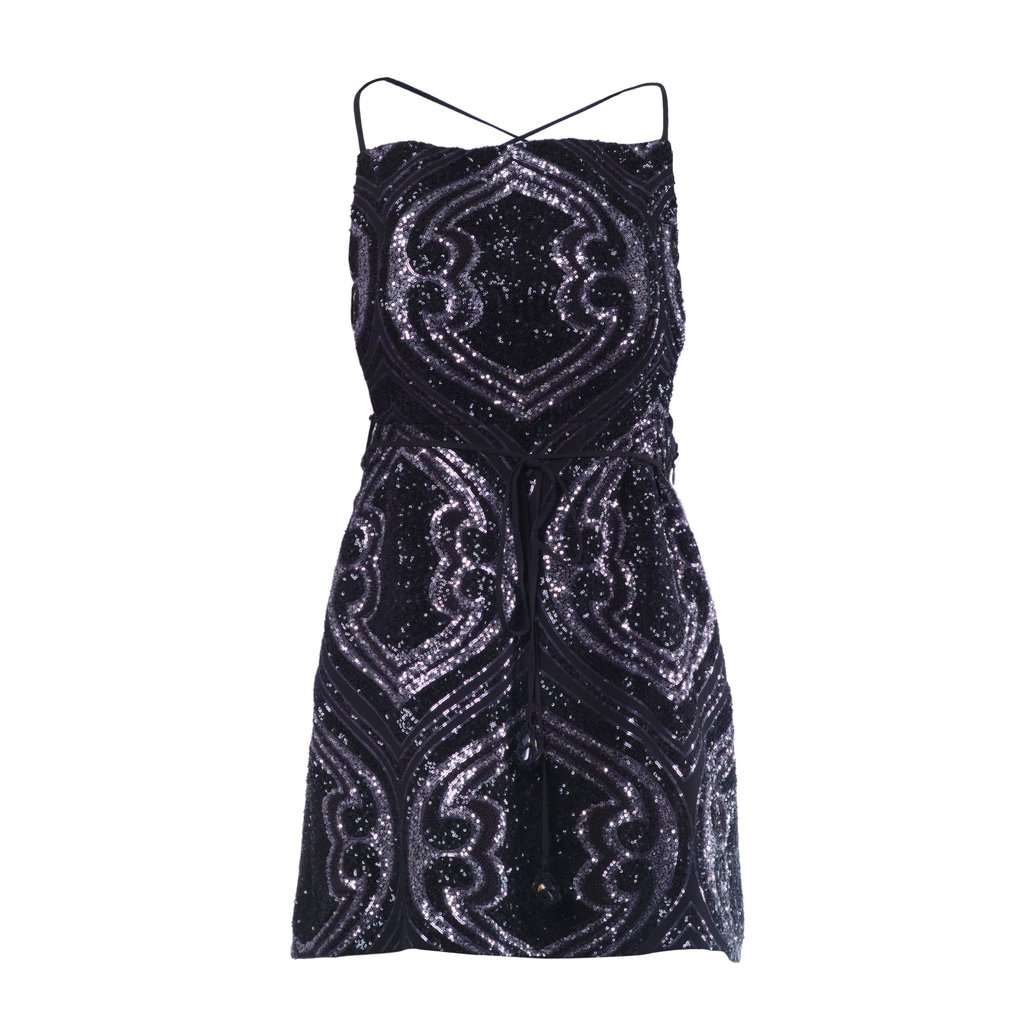 Etro Sequin Embellished Mini Dress - '20s Black Good - Front View