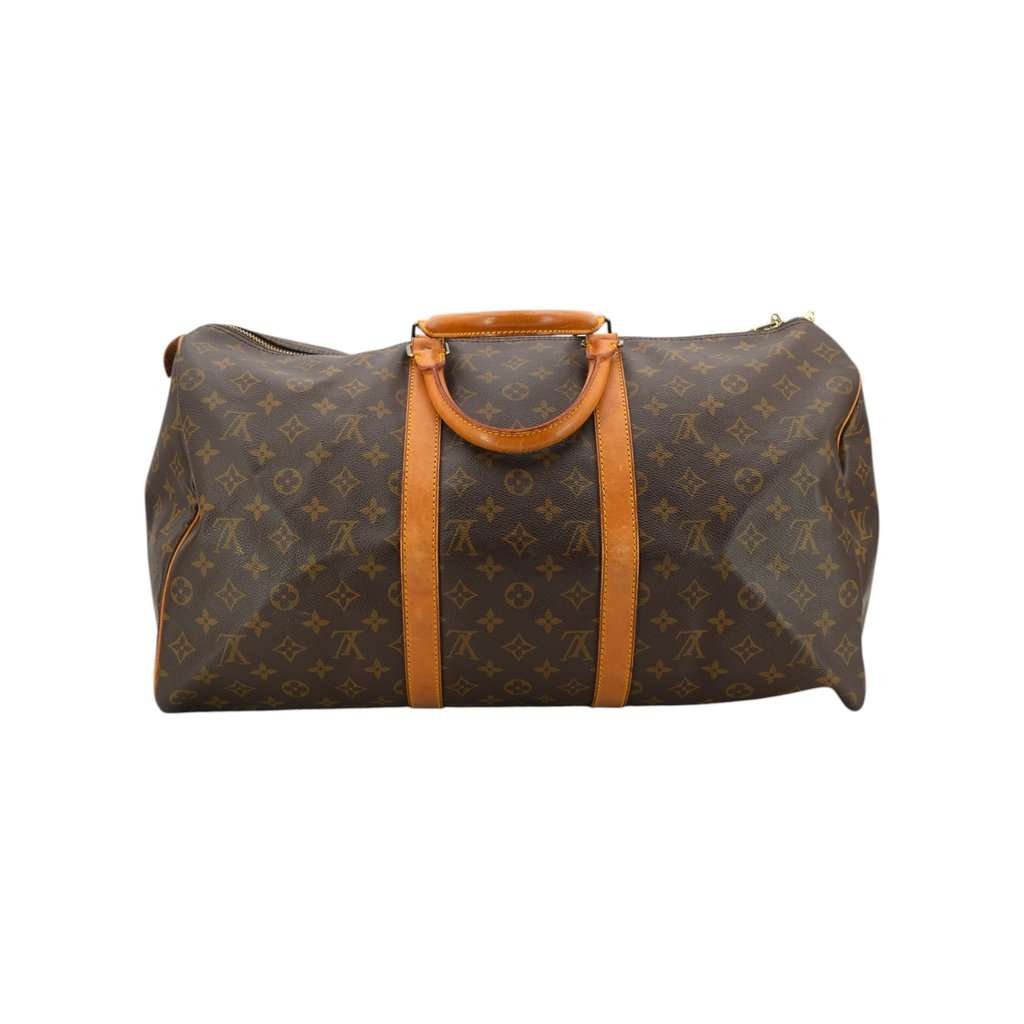 Louis Vuitton Luggage Vintage Keepall Brown Canvas Good - Inside View