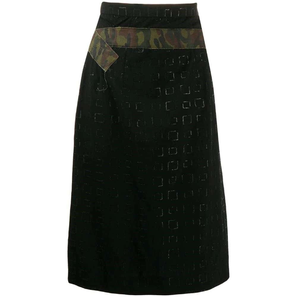 Comme des Garçons Black Wool Skirt - 2000s Black Wool Good - Front View