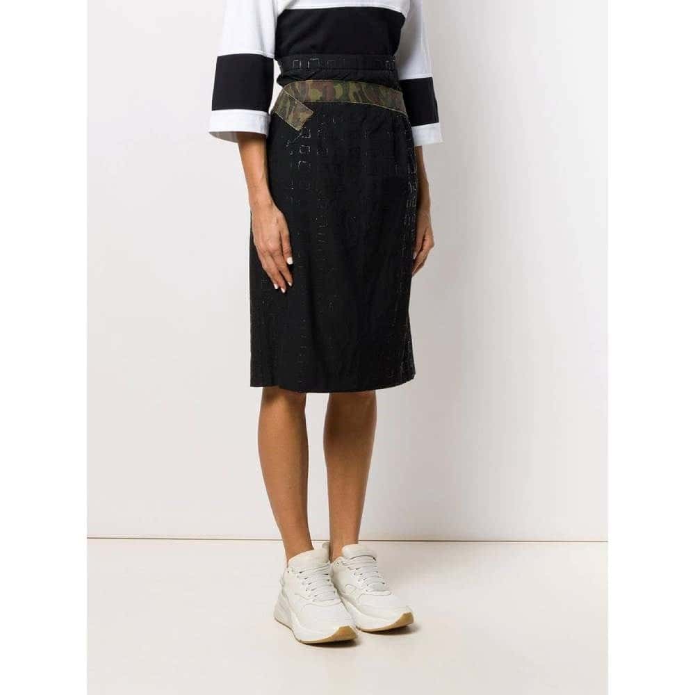 Comme des Garçons Black Wool Skirt - 2000s Black Wool Good - Inside View