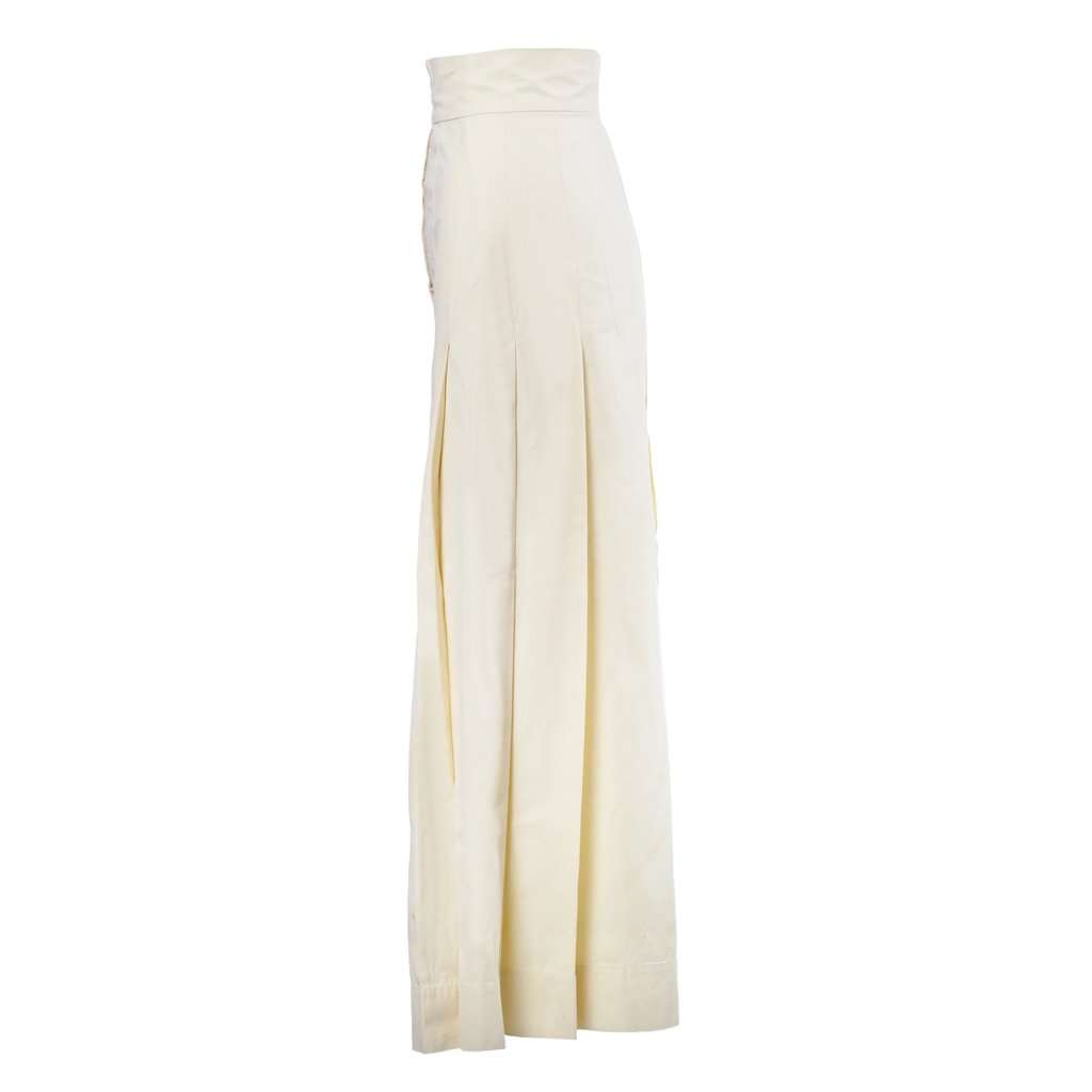 Miu Miu Cream Leather Midi Skirt - '90s Beige Leather Good - Back View