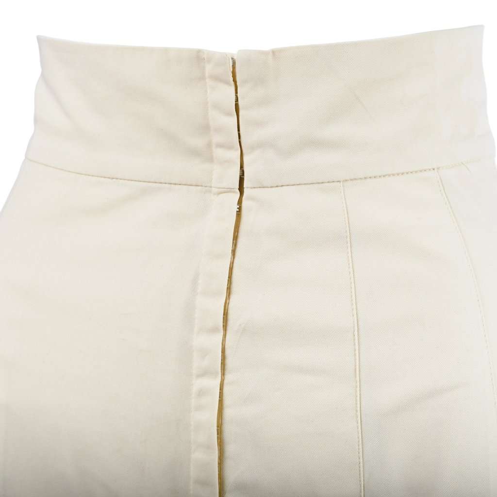 Miu Miu Cream Leather Midi Skirt - '90s Beige Leather Good - Model View