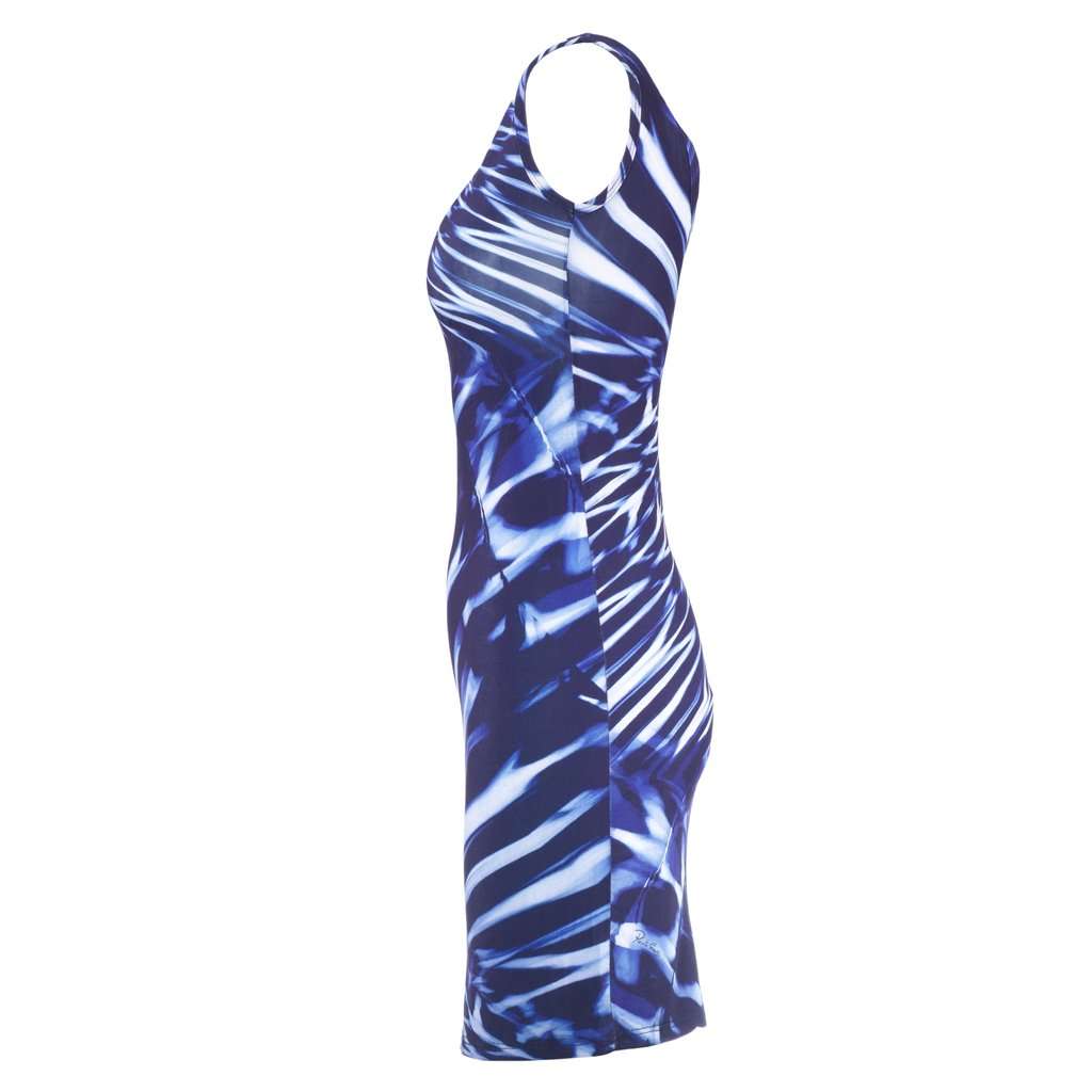 Roberto Cavalli Abstract Print Fitted Dress - '00s Blue Good - Back View