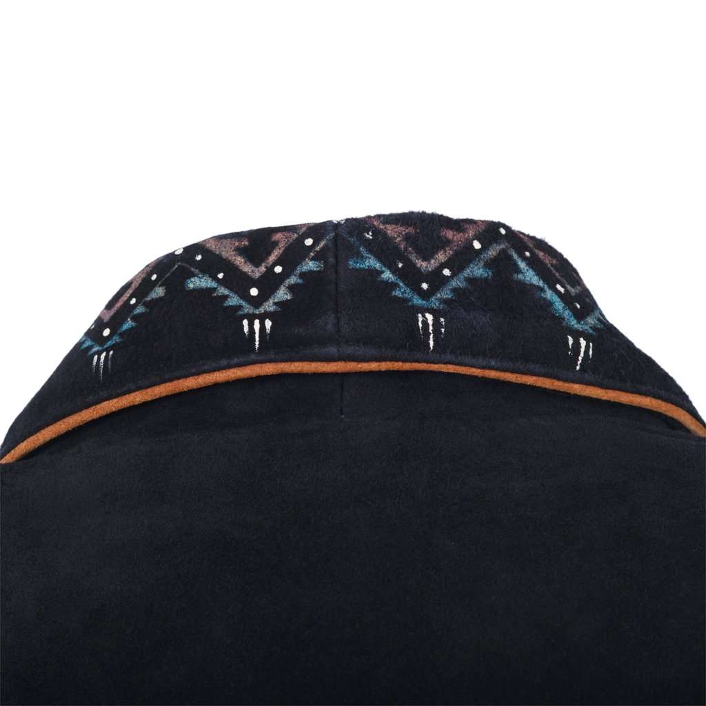 Unsigned Patricia Wolf Embellished Suede Western Jacket in Black - '90s Black Suede Good - Model View