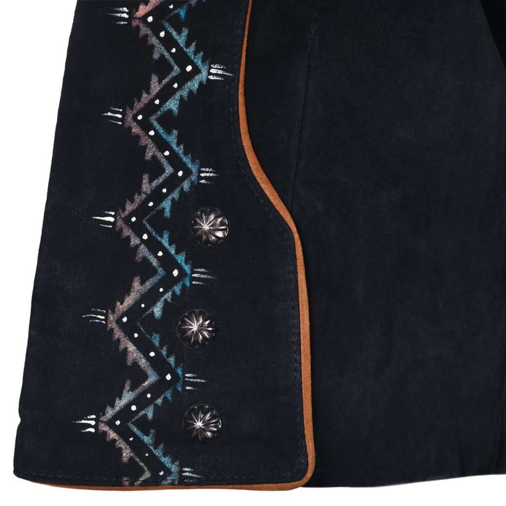 Unsigned Patricia Wolf Embellished Suede Western Jacket in Black - '90s Black Suede Good - Box View